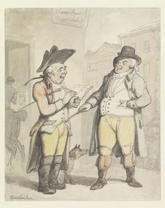 A Bookmaker and His Client Outside the Ram Inn, Newmarket by Thomas Rowlandson